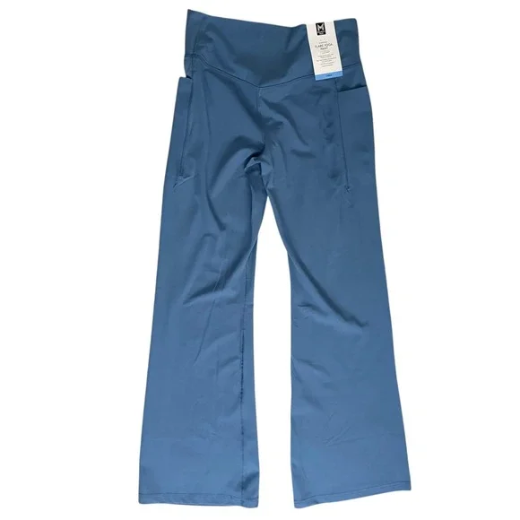 New Member's Mark Flare Yoga Pant Women Large Blue High Rise Crossover Pockets - Picture 6 of 16